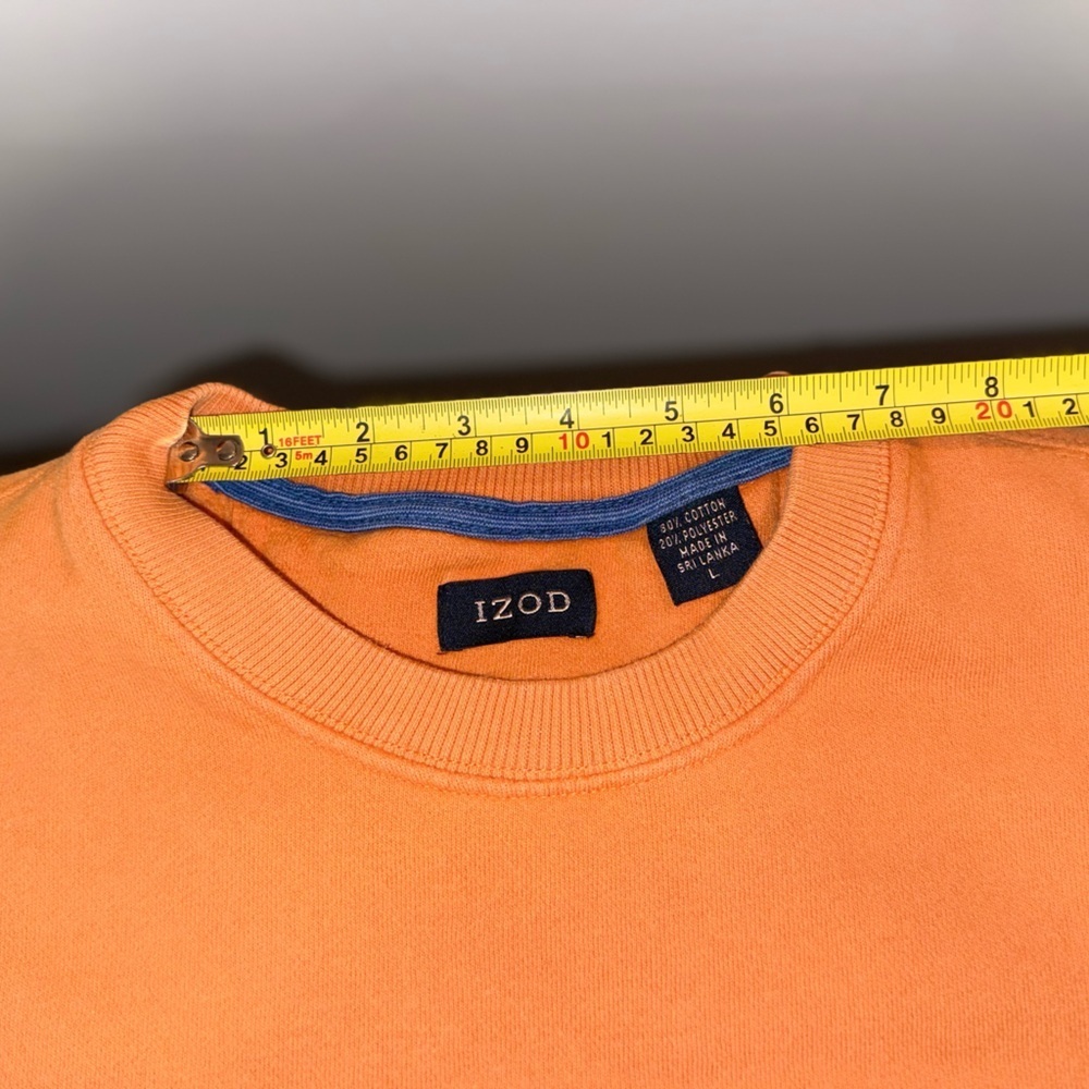Izod Men’s Orange Crewneck Long Sleeve Sweatshirt Pullover With Logo Size Large - Picture 13 of 16